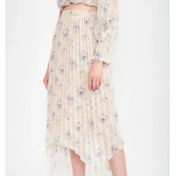 En Saison Kika Pleated Blue Floral Skirt Size S - Picture 4 of 11